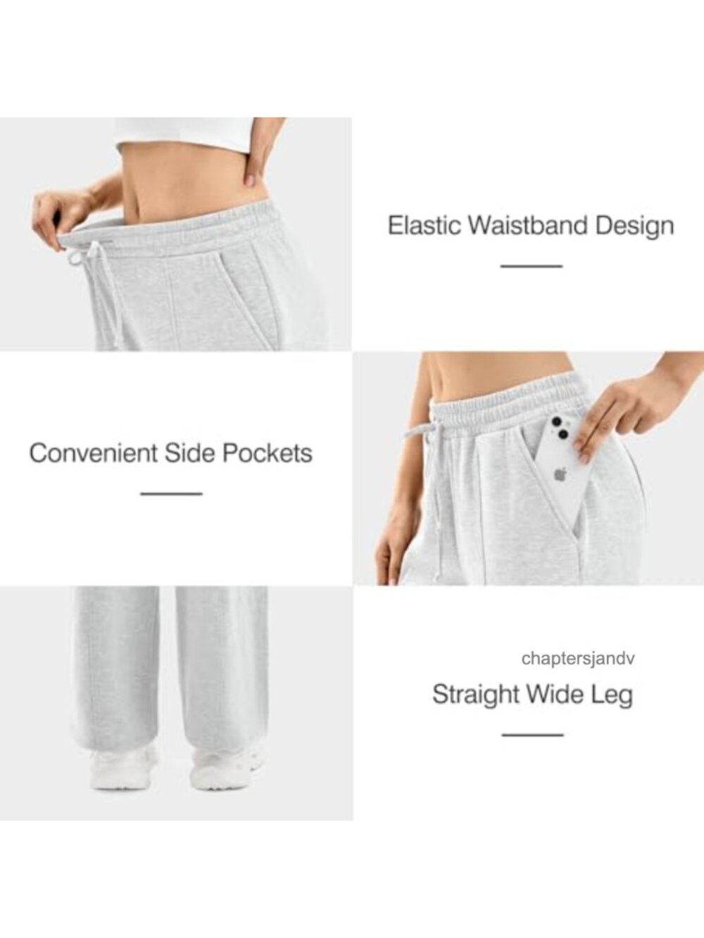 Wide Leg Sweatpants with Pockets Drawstring High Rise Lounge - Picture 2 of 6